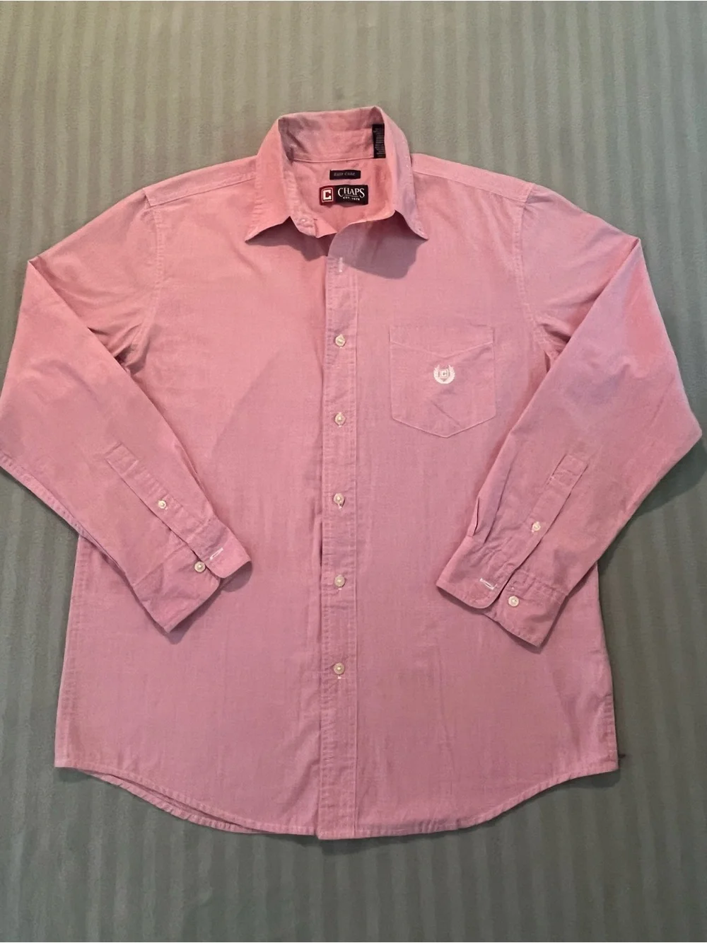 Chaps Men's Pink Long-Sleeve Button-Down Dress Shirt